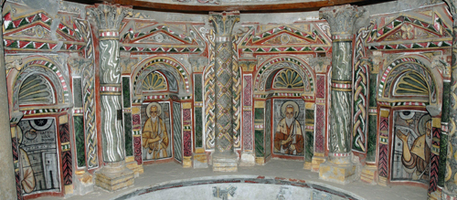 Walls paintings at the church of the Red Monastery in Sohag, Egypt