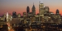 The Philadelphia skyline at sunset.