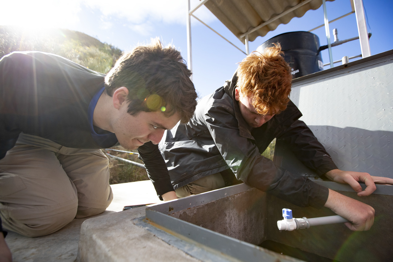 students on water project