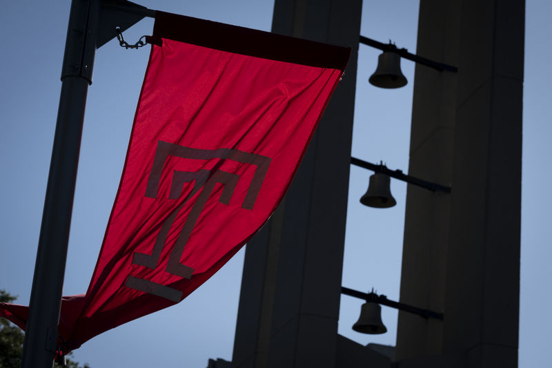 temple flag against the backdrop of the bell tower