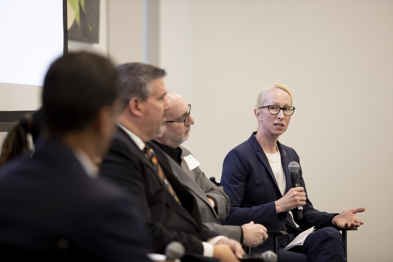 Jennifer Griffin and others speak at a Chamber of Commerce forum. 