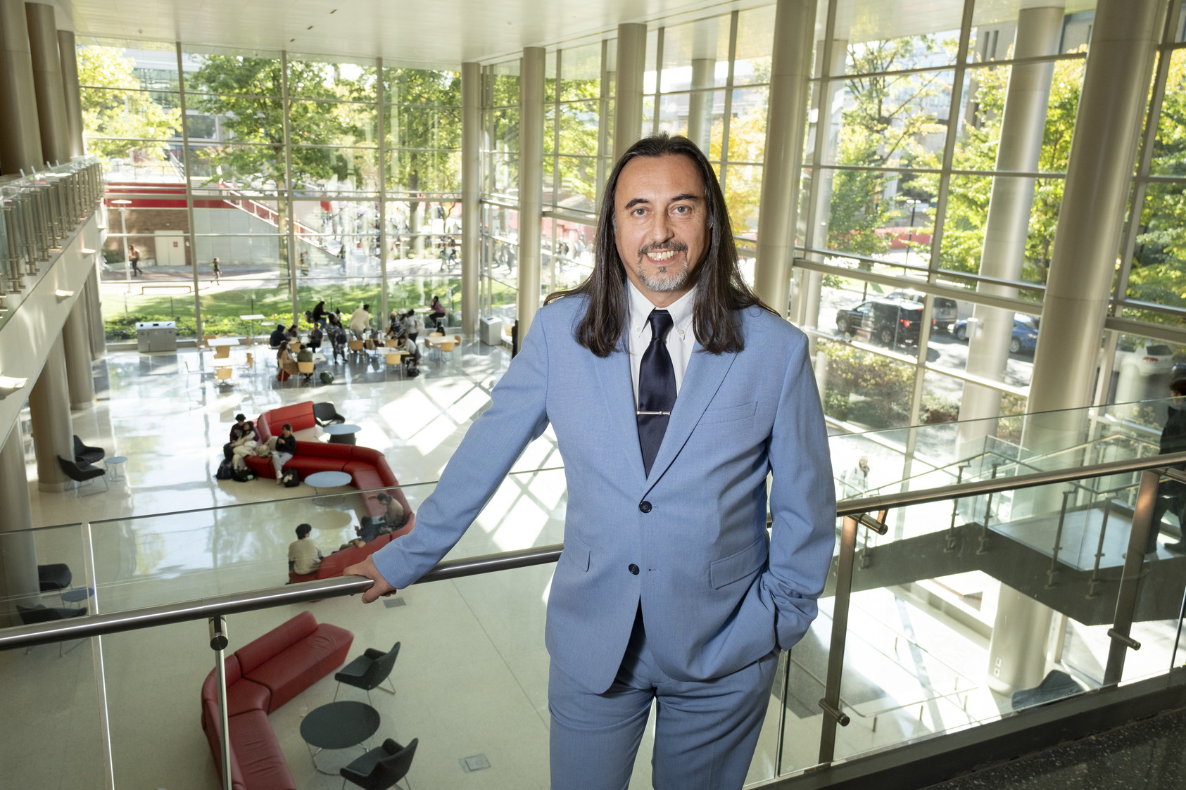 Dean Miguel Mostafá standing near the railing in the Science and Education Research Center