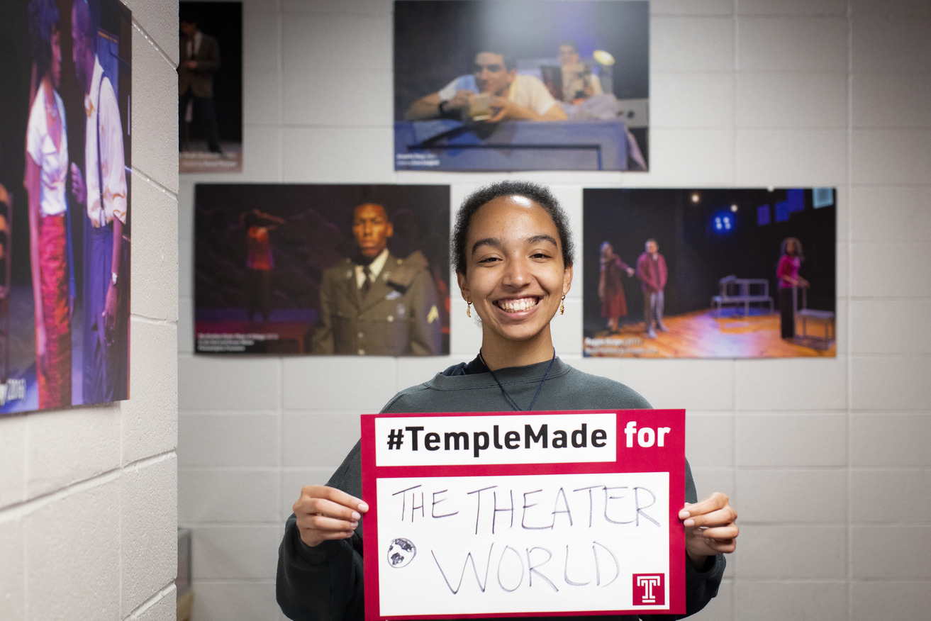 Image of Temple theater student inside Randall Theater. 