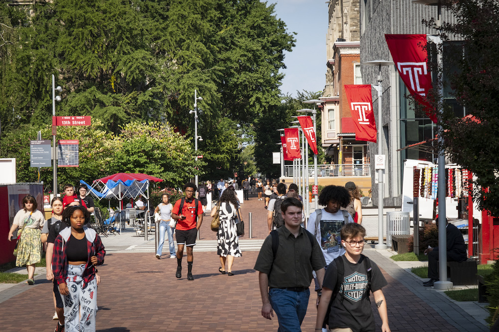 Students walking on campus