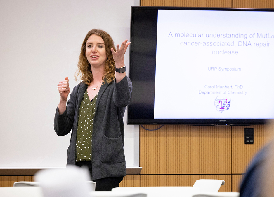 Professor Manhart presenting research