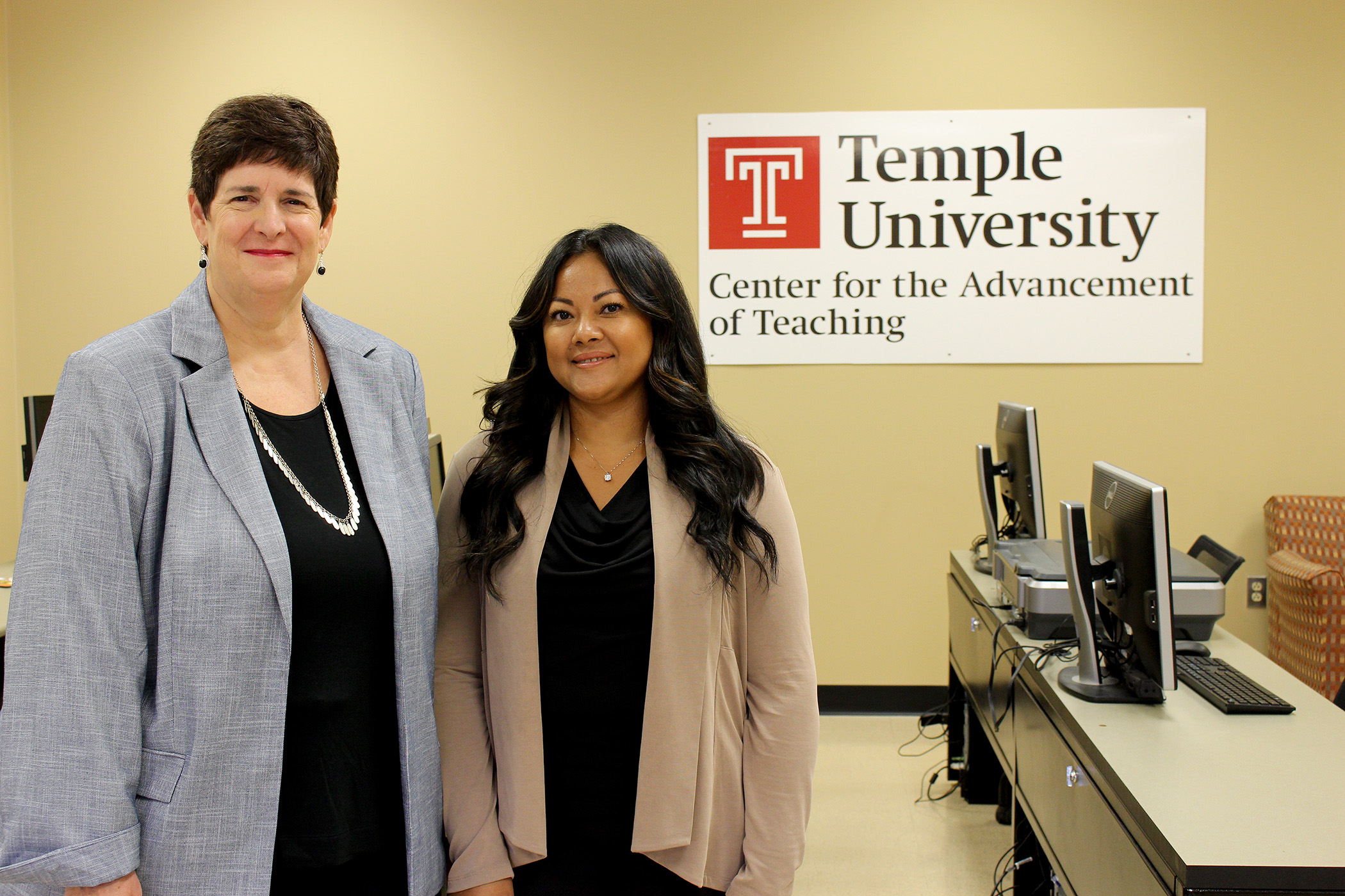 Dr. Stephanie Laggini Fiore, Assistant Vice Provost for the Center for the Advancement of Teaching, and Sara Vann, Associate Director of Operations for the Center for the Advancement of Teaching.