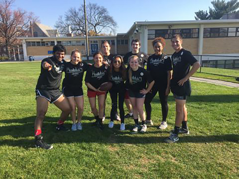 Flag football players on the field