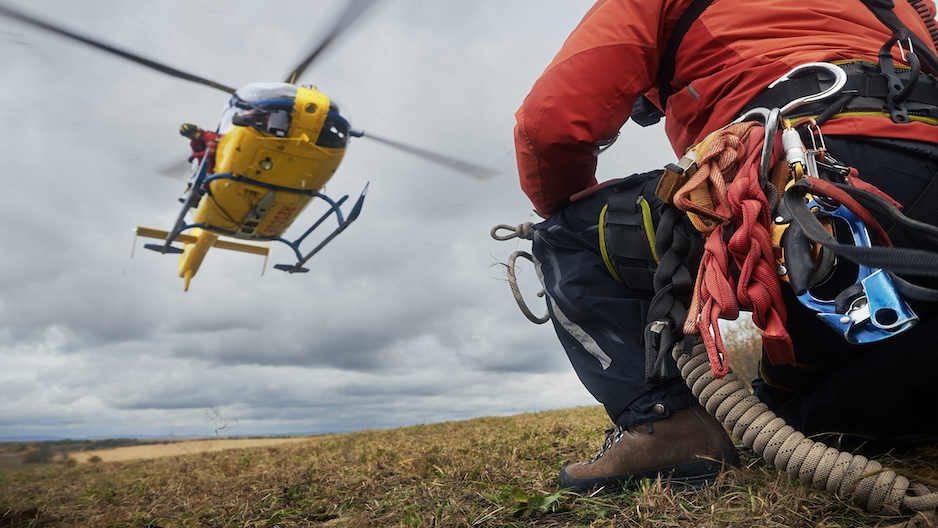 Helicopter descends to emergency site