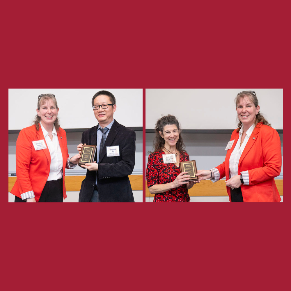 Dean Jennifer Ibrahim with Jingwei Wu and Deirdre Dingman