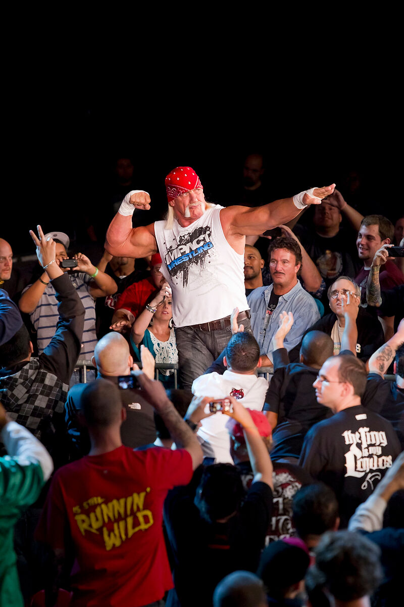 Hulk Hogan makes his entrance to the ring.