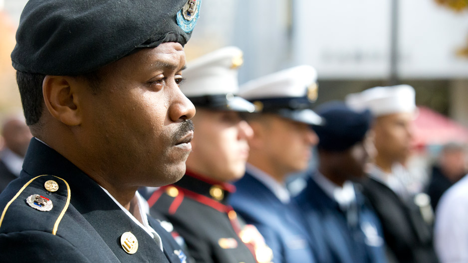 military personnel standing in uniform