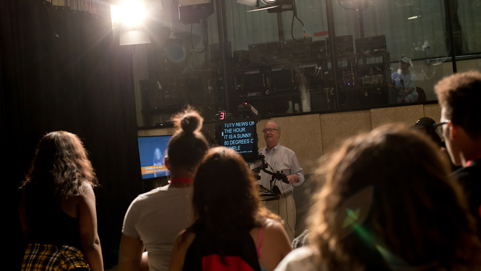 students in the TUTV studio