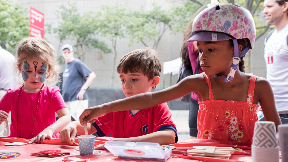 Kids making crafts