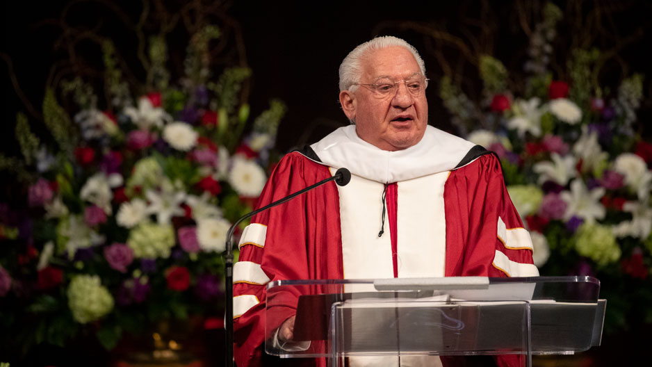 Temple trustee Leonard Barrack speaking