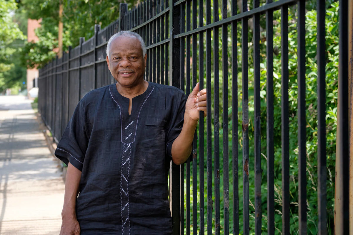 A portrait of Molefi Kete Asante, taken on Temple's Main Campus.