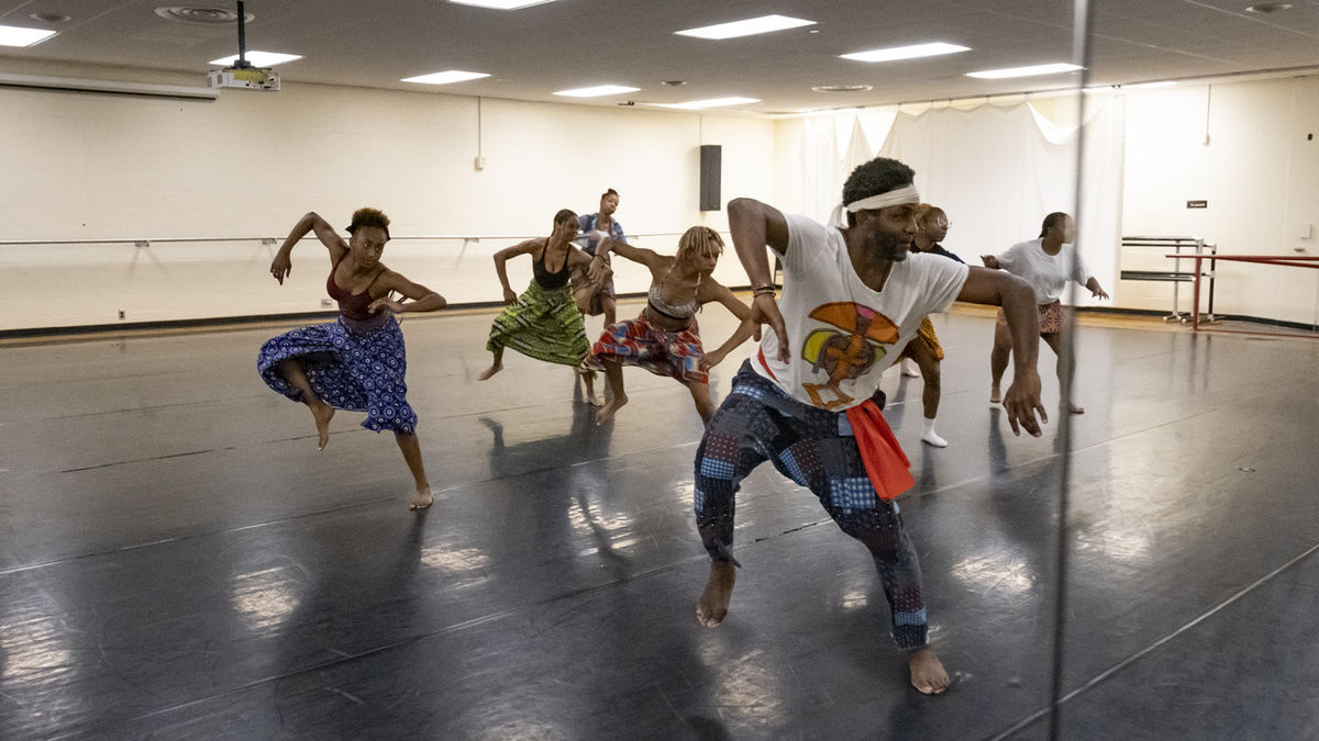 Students dancing in an African diasporic class