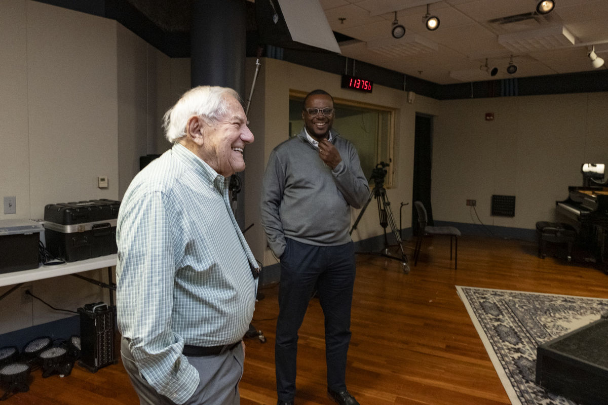 Image of Stanley Isenberg and Bill Johnson at WRTI.