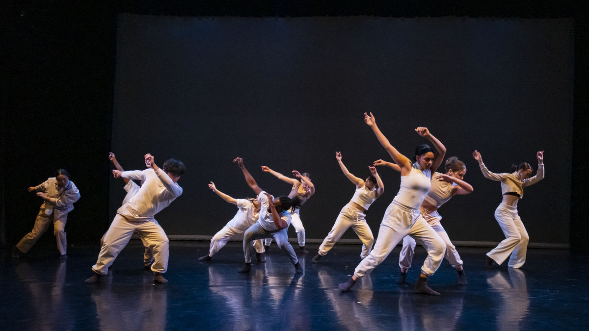 Dance students performing on stage