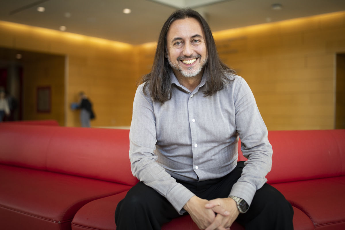 Miguel Mostafa sitting inside the Science Education and Research Center (SERC)