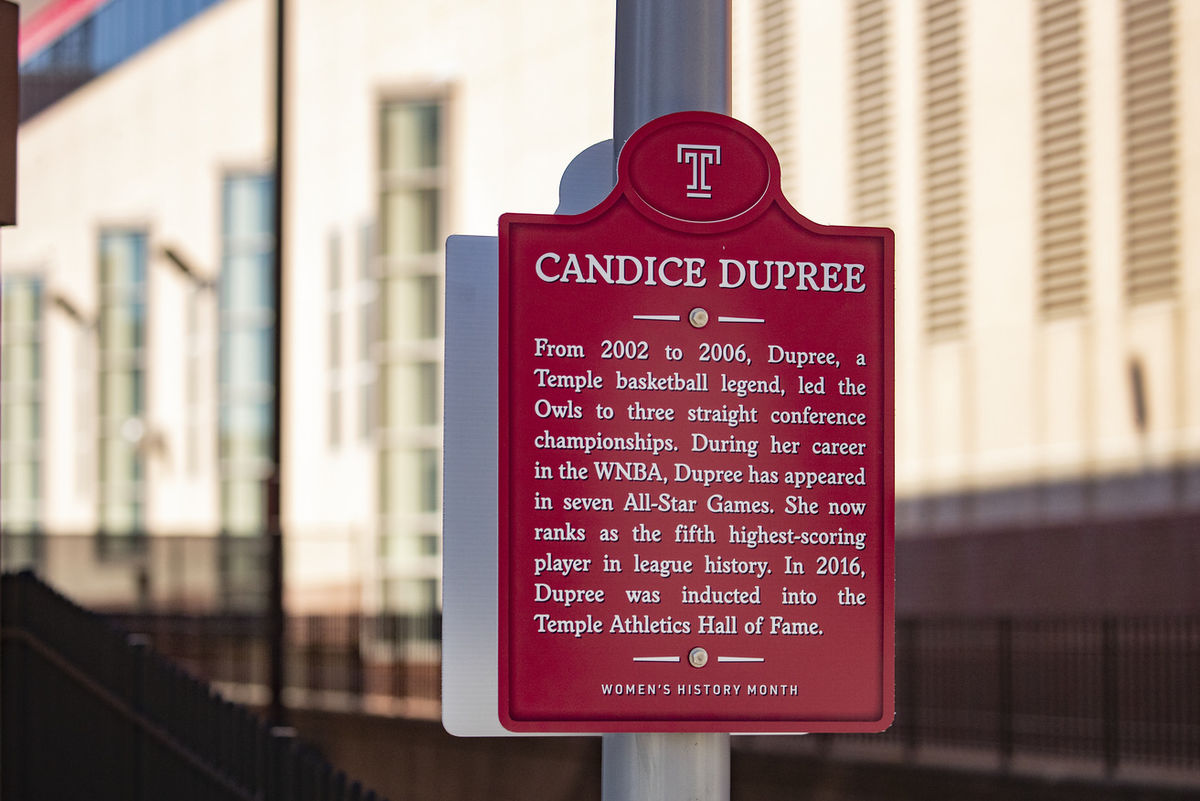 Candice Dupree plaque on Broad Street.