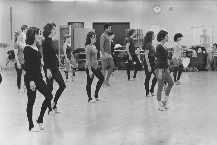 Temple dance students in class circa the 1980s