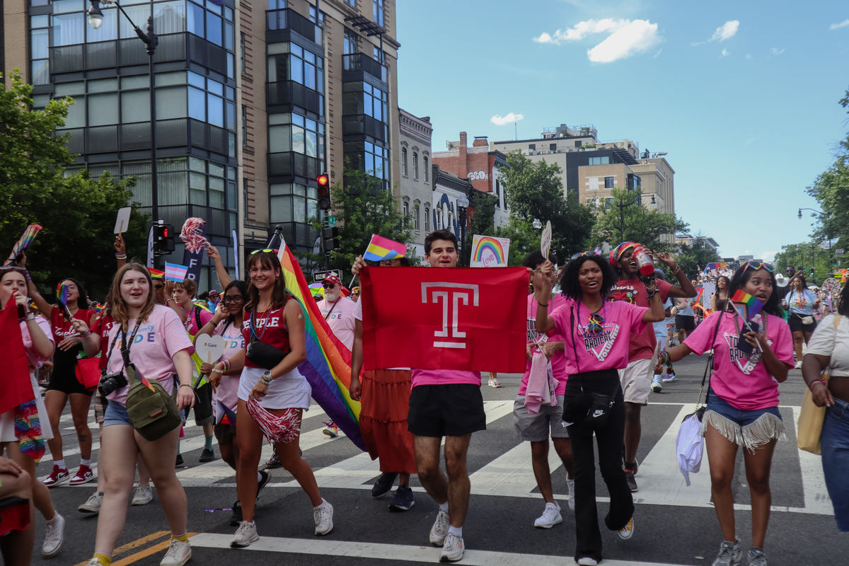 Temple students marching at Pride in D.C.