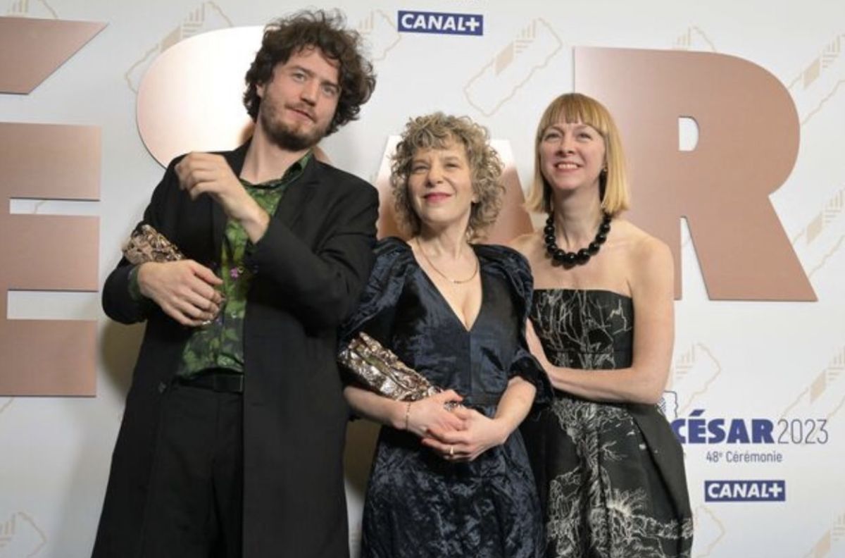 Image of Elisabeth Subrin and the producers of her new film at the César Awards.