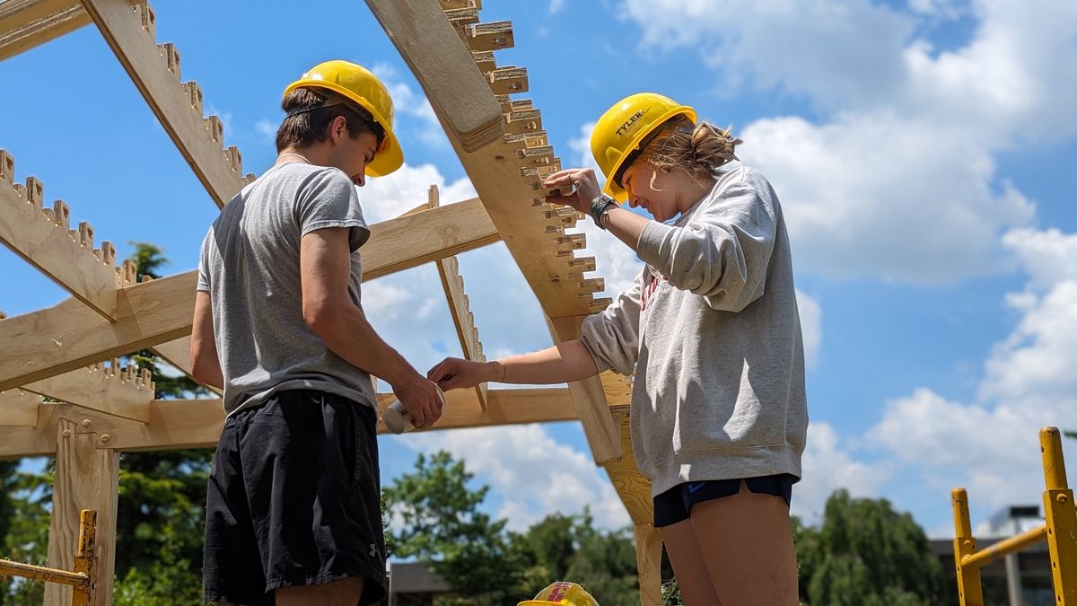 Architecture students building structures for the Southeast Asian Market