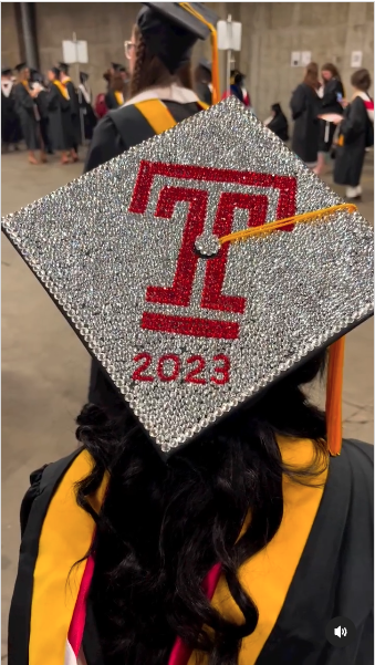 A decorated graduation cap