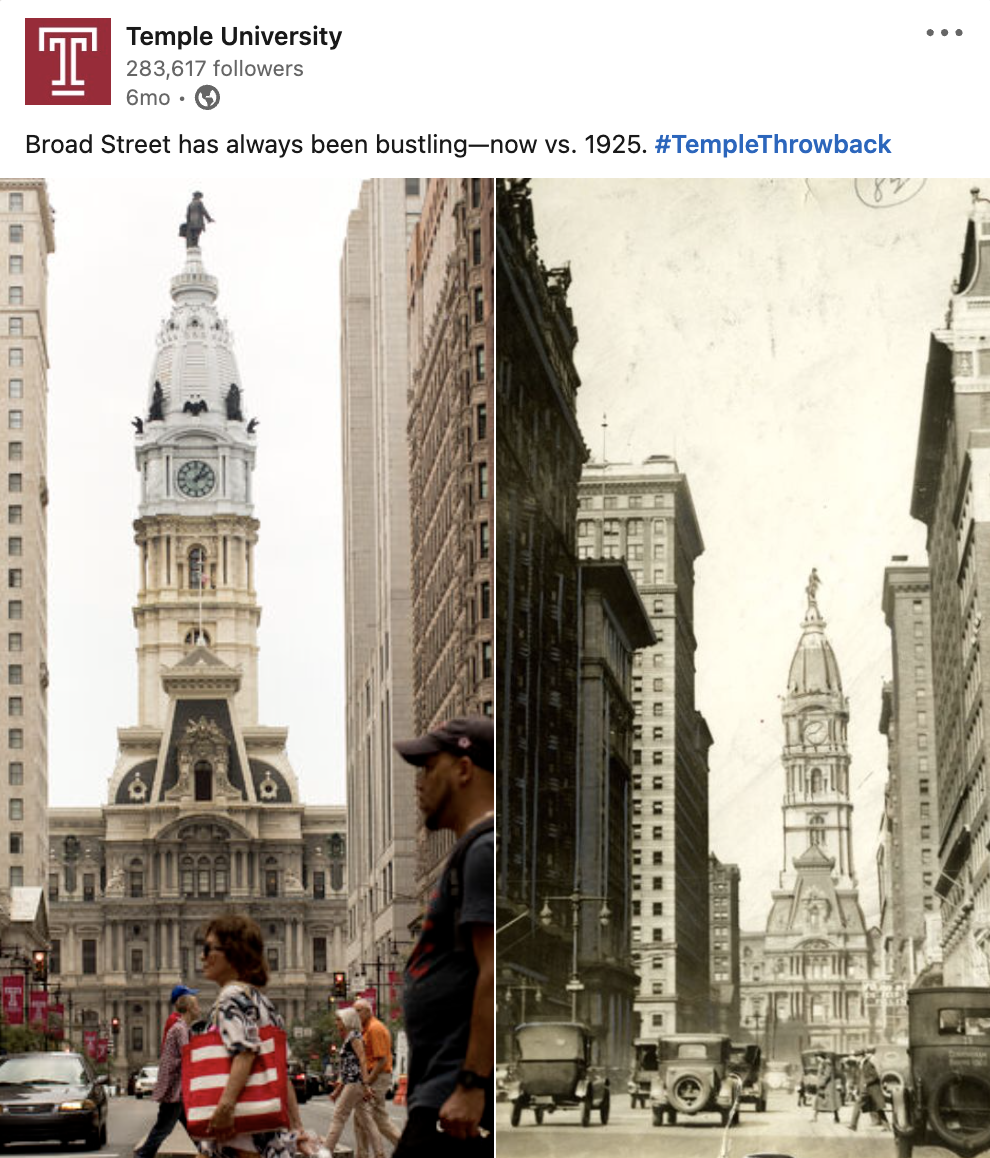 Photos of Broad Street from 1925 and today