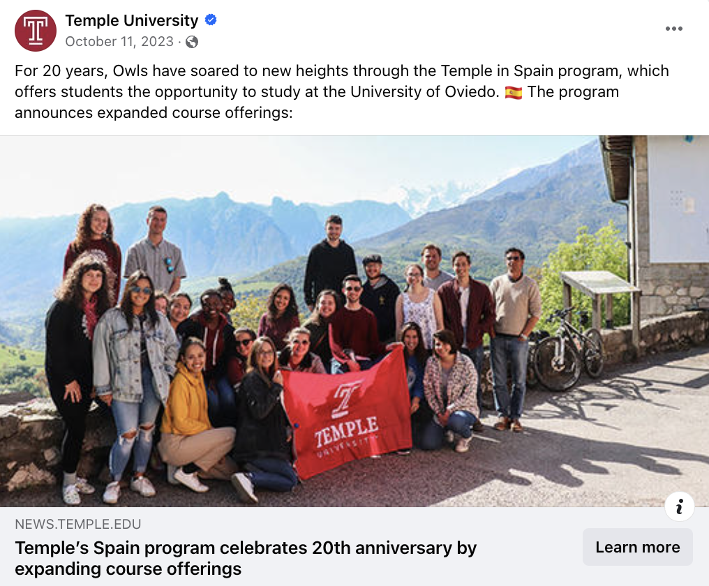 Temple students in Spain