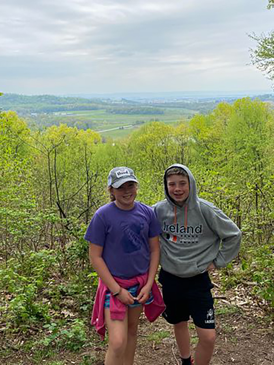 Kids posing in a field
