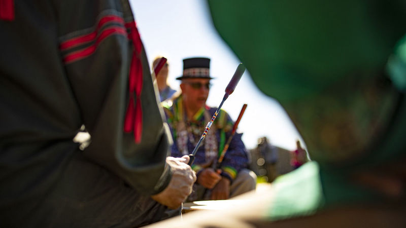 A drum circle with the Lenape Nation