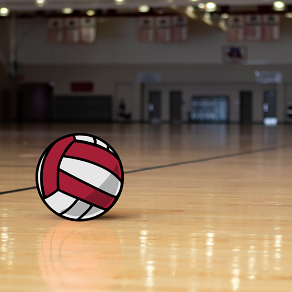 Volleyball sitting on the court