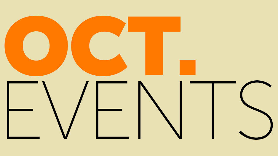 A graphic with the text Oct. events