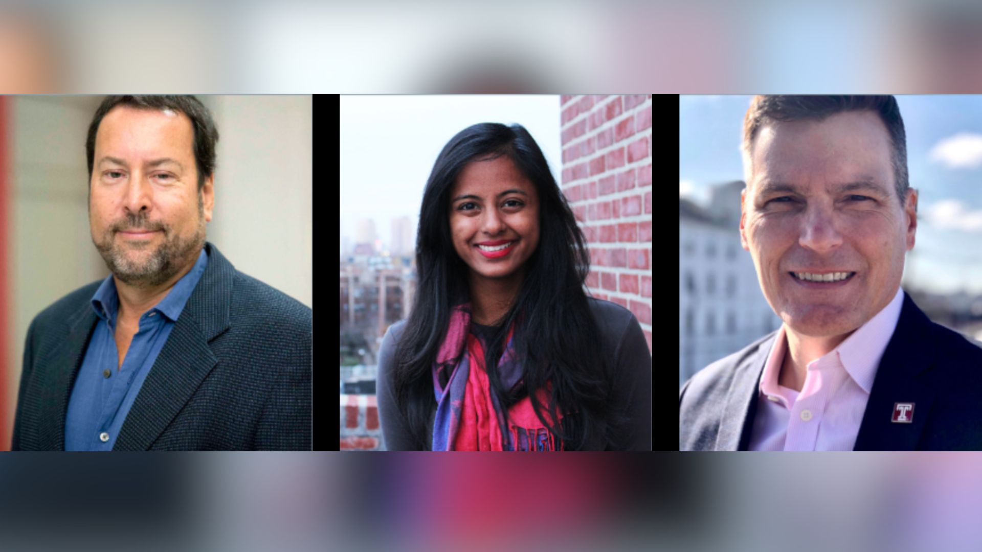 Assistant Professor of Practice and Assistant Chair for Public Relations Gregg Feistman, Assistant Professor Meghnaa Tallapragada and Assistant Professor of Instruction Steve Ryan