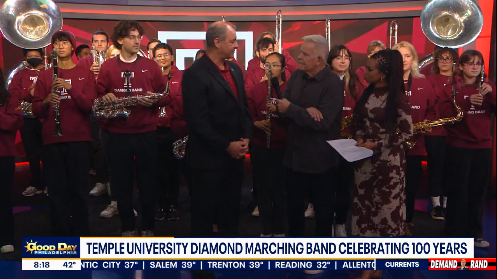 Screenshot of FOX29 appearance by the marching band