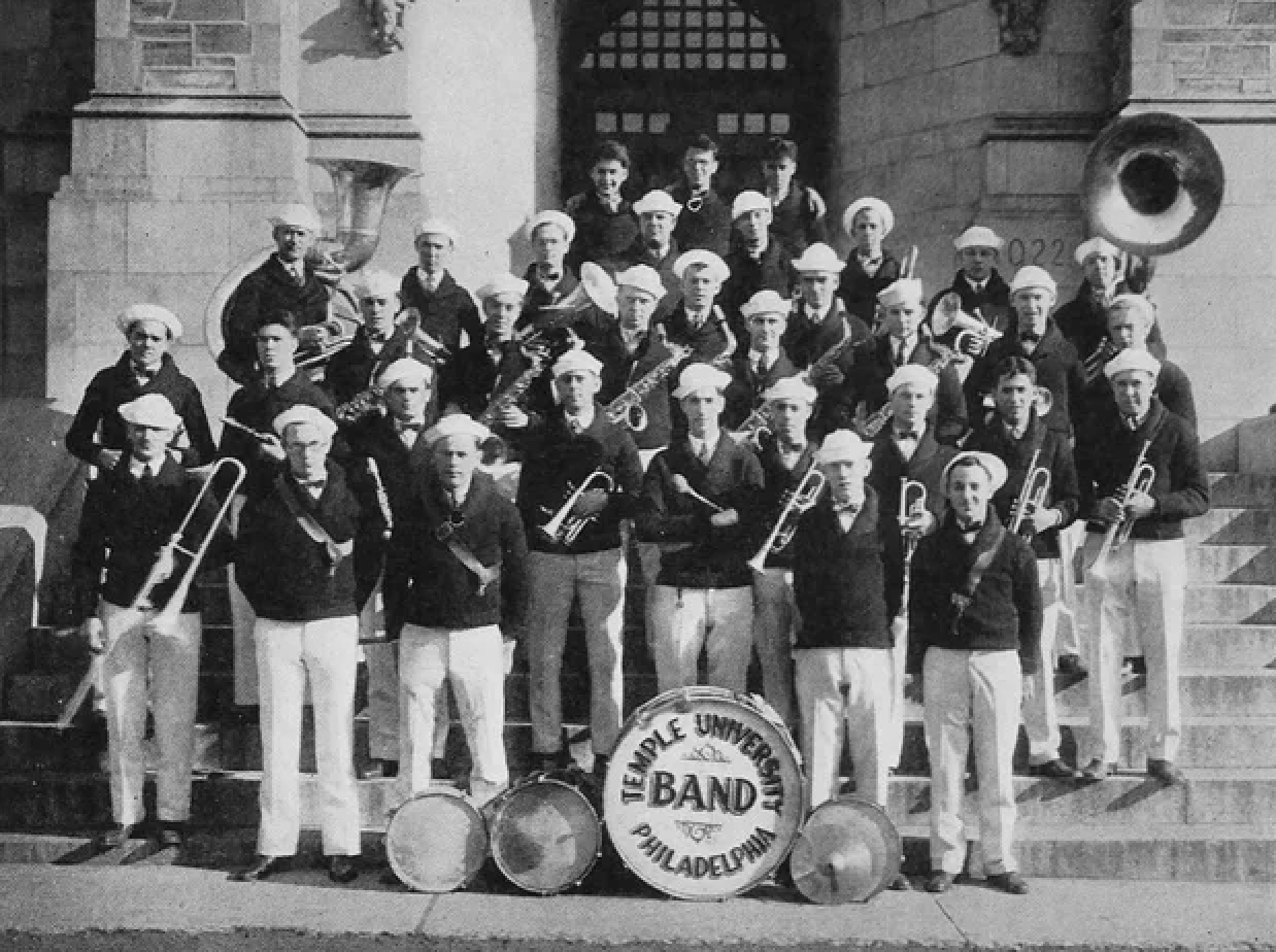 Archive photo of the Temple University Diamond Marching Band