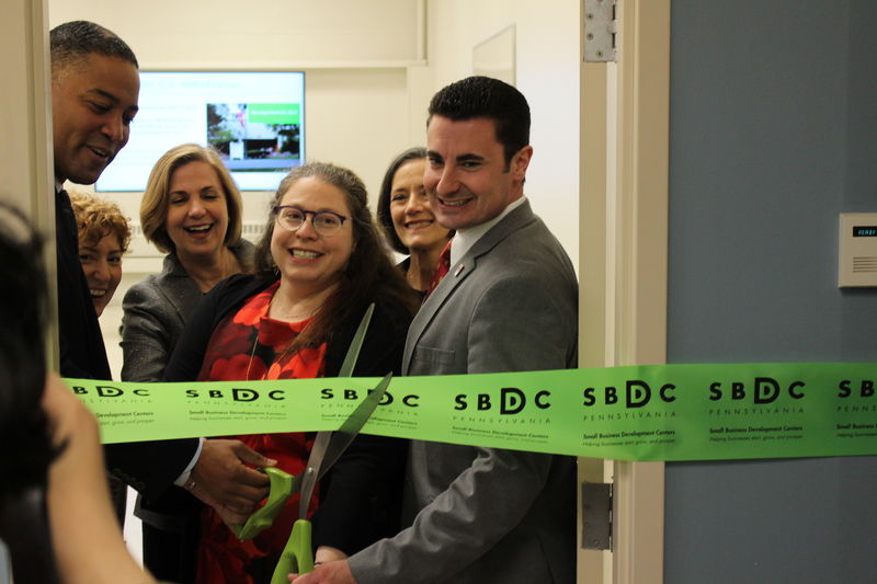 Ribbon cutting ceremony at the SBDC