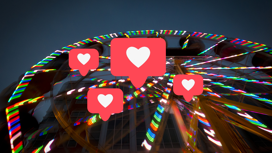 heart bubbles over a ferris wheel