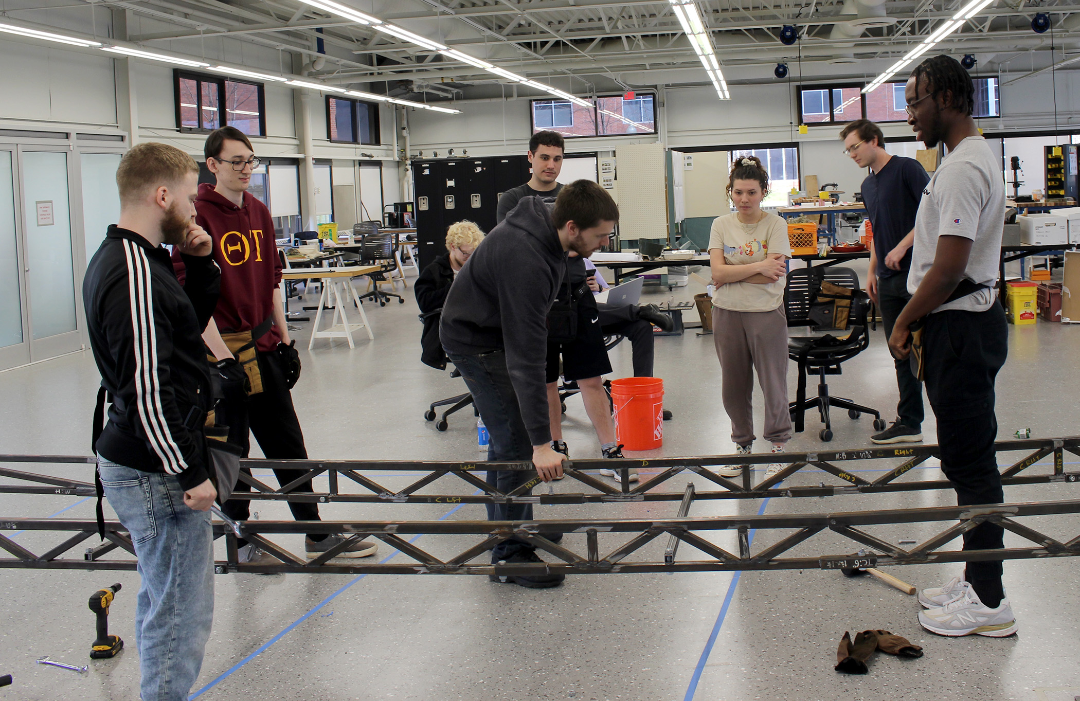 The Engineering Steel Bridge Team Works on a Project