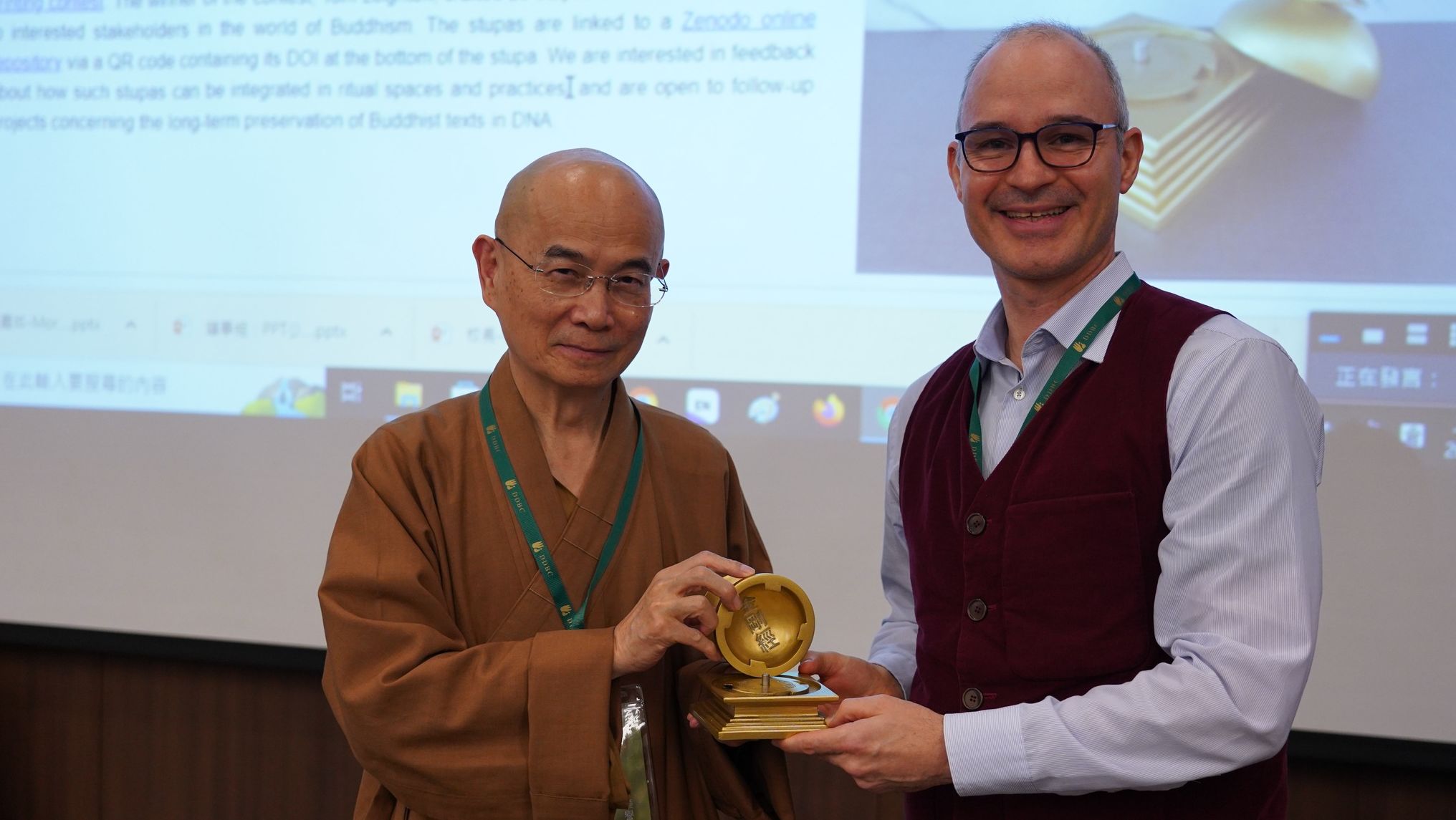 Marcus Bingenheimer gifting a stupa