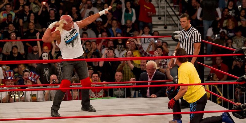 Hulk Hogan pictured with Sting.