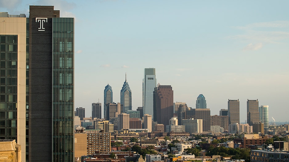 Philadelphia’s skyline from Temple’s Main Campus