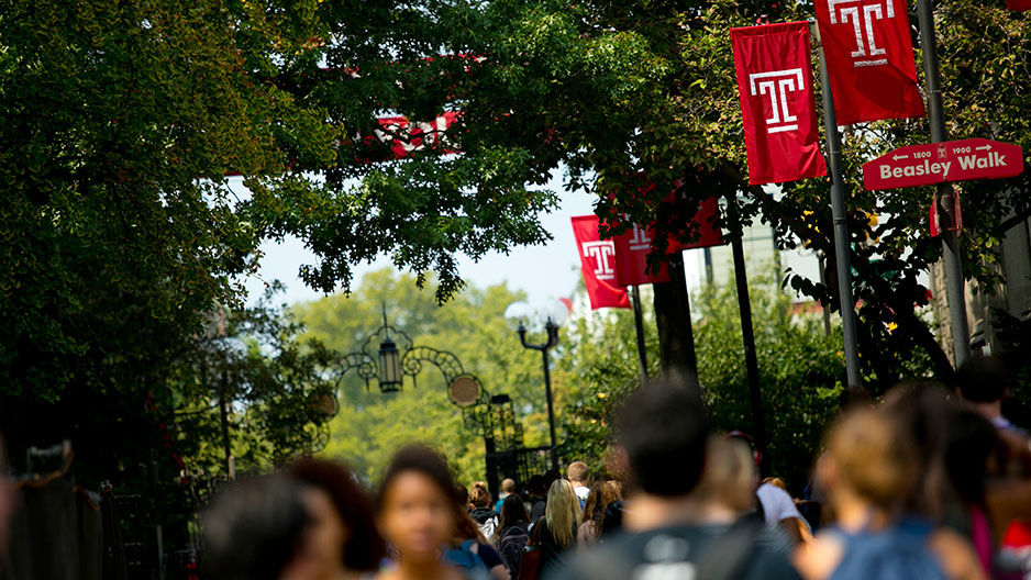 students walking on Temple’s Main Campus