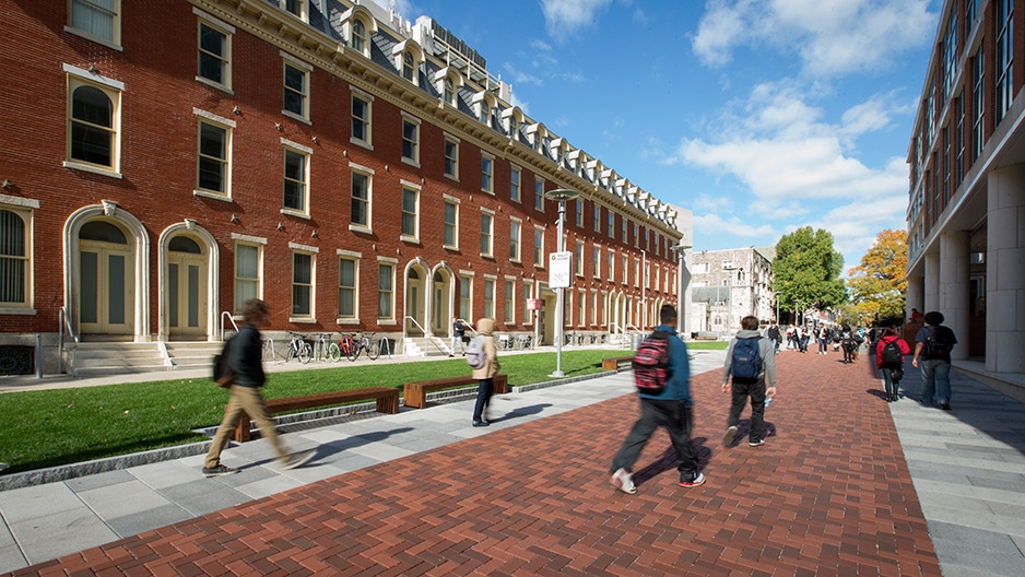 Students walking along Liacouras Walk on Main Campus