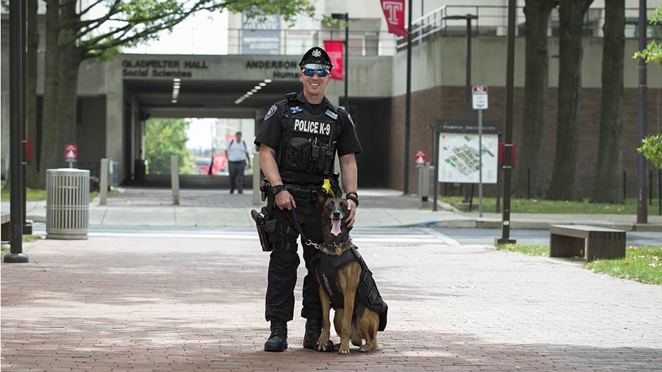 Office Doug Hotchkiss with K-9 officer Baron.