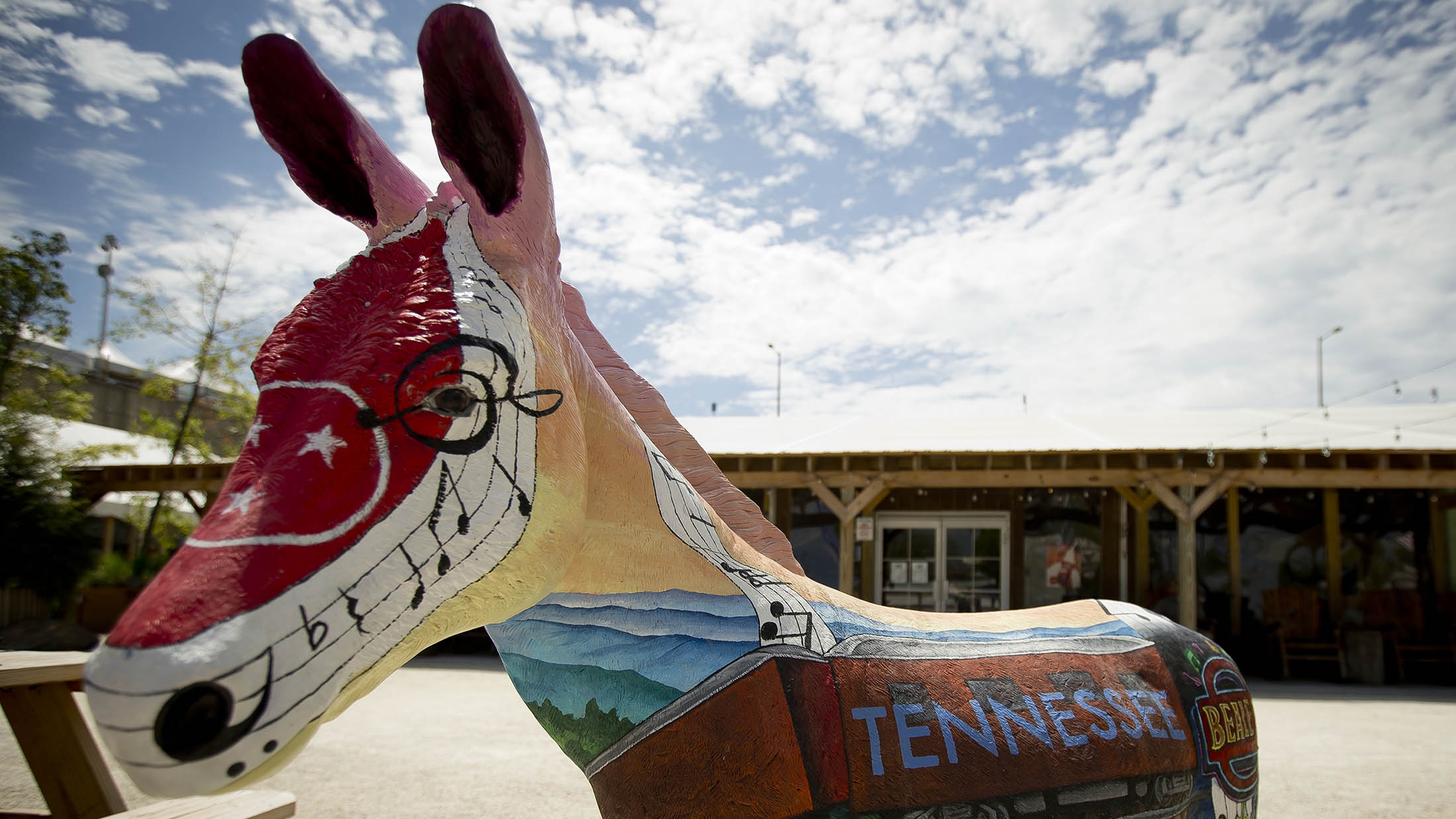 A colorfully painted DNC donkey representing Tennessee.