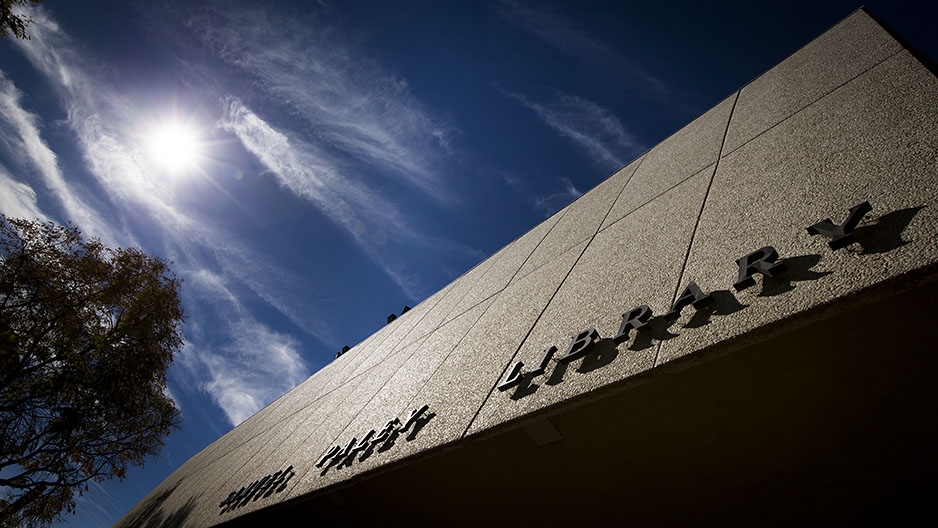 The exterior of Samuel Paley Library.  