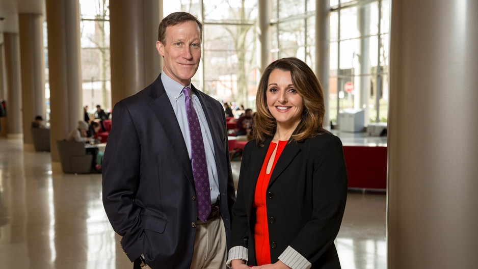 James Dicker and Emily Spitale in Temple's Science Education and Research Center